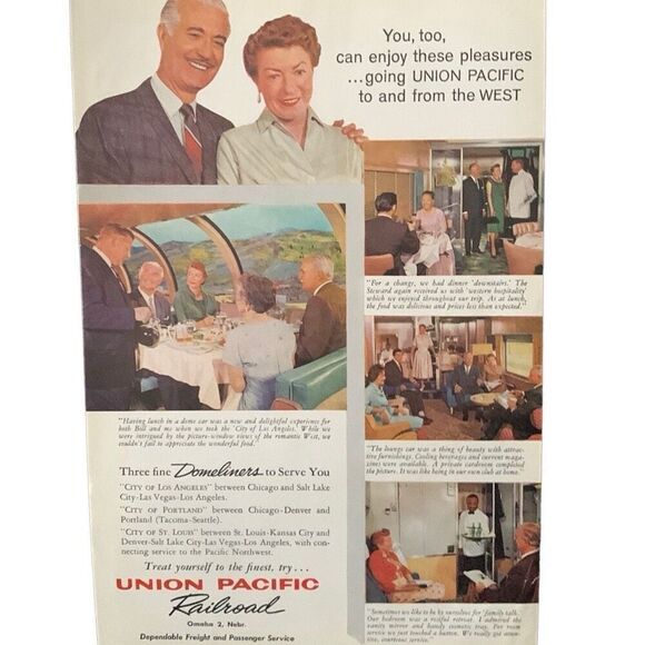 Vintage 1960 Union Pacific Railroad Enjoy These Pleasures Ad Advertisement - Picture 2 of 4
